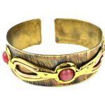 CBlush Pink Tiger Eye Brass Cuff (Narrow) South Africa - Click To Enlarge