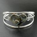 Silver Heart Hammered cuff bracelet - Mexico