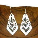 CMother of Pearl Inlay Silver Earrings - Mexico - Click To Enlarge