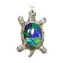 Inlaid Turtle Silver Pendant - Mexico