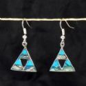 Triangle Cutout Turquoise and Abalone  Earrings - Mexico
