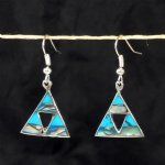 CTriangle Cutout Turquoise and Abalone  Earrings - Mexico - Click To Enlarge