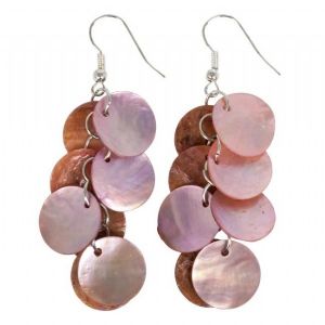 CMother of Pearl Cluster Earrings (Pink) China - Click To Enlarge