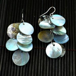 CMother of Pearl Cluster Earrings (Blue) China - Click To Enlarge