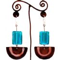 Semi-Circle Copper and Blue Glass Earrings - Chile