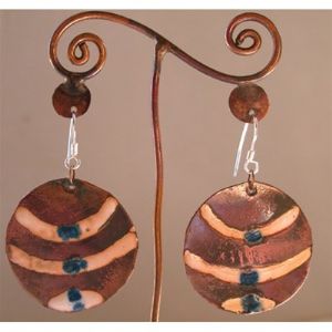 CRound Copper Earrings with Enamel - Chile - Click To Enlarge