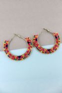 Multi-Color Seed Bead Hoop Earrings