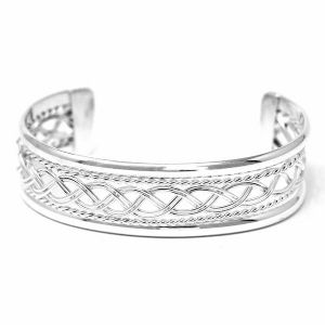 CSilver Braided Overlay Cuff bracelet - Click To Enlarge