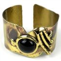 Onyx on Wings Brass bracelet