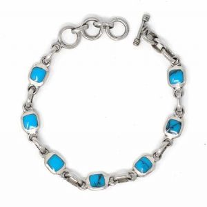 CAlpaca Silver & Turquoise bracelet - Click To Enlarge