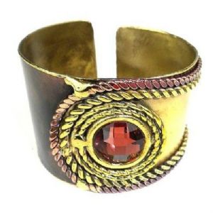 CRope and Rose Brass Cuff bracelet - Click To Enlarge
