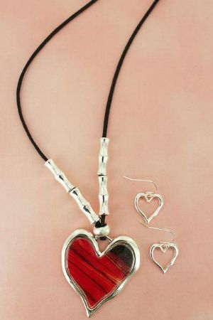 CRED HEART PENDANT BEADED CORD - Click To Enlarge