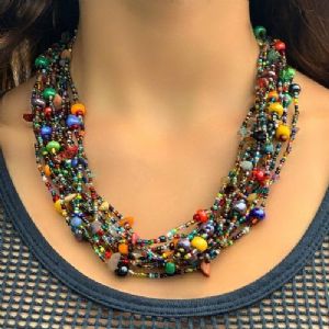 C12 STRAND BEAD BEACH BALL NECKLACE - Click To Enlarge