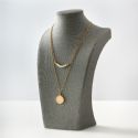 Double Strand Fresh Water Pearl And Disc Necklace