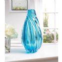 OCEAN BLUE SPIRAL ART GLASS VASE