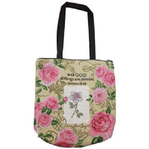 CWith God All Things are Possible woven tote bag - Click To Enlarge