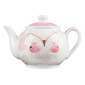 CTea Pot 1- Believe Butterfly Blessings - Mark 9:23 - Click To Enlarge