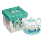 CTea Pot 4-Grace Butterfly Blessings Tea Set for One - Click To Enlarge