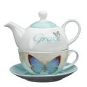 Tea Pot 4-Grace Butterfly Blessings Tea Set for One