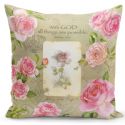 PC - With God (Pink Roses) Pillow Cover